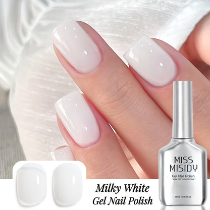 Gel Nail Polish in 15ml Milky White W01 Sheer Jelly for a Glass-Like Finish with UV/LED Cure