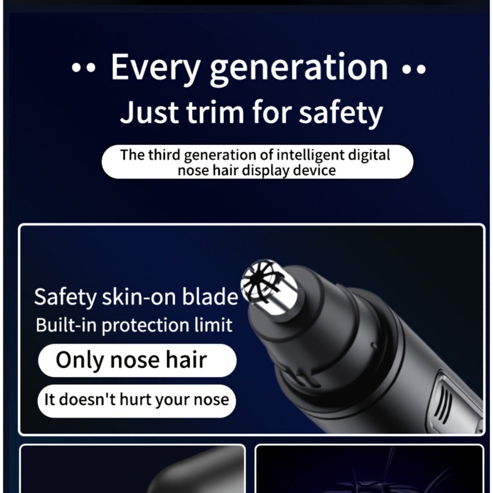 Rechargeable Nose, Ear and Eyebrow Hair Trimmer with LED Display in Two Exact Checkout Configurations