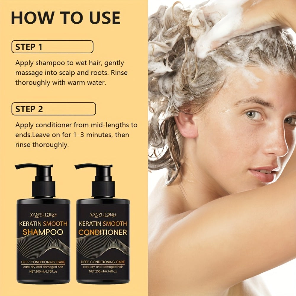 Keratin Smooth Shampoo and Conditioner in 200mL Pump Bottles with Duo, Shampoo-Only or Conditioner-Only Options