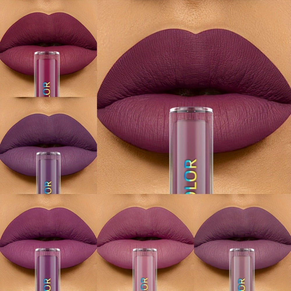 Matte Liquid Lipstick Set 6pcs Lip Glaze Long-Lasting Non-Sticky Non-Drying Colorfast Velvet Finish with Natural Scent Defines Lip Contour All-Day Wear Everyday Makeup Gift Set for Women