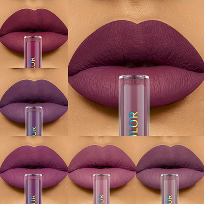 Matte Liquid Lipstick Set 6pcs Lip Glaze Long-Lasting Non-Sticky Non-Drying Colorfast Velvet Finish with Natural Scent Defines Lip Contour All-Day Wear Everyday Makeup Gift Set for Women