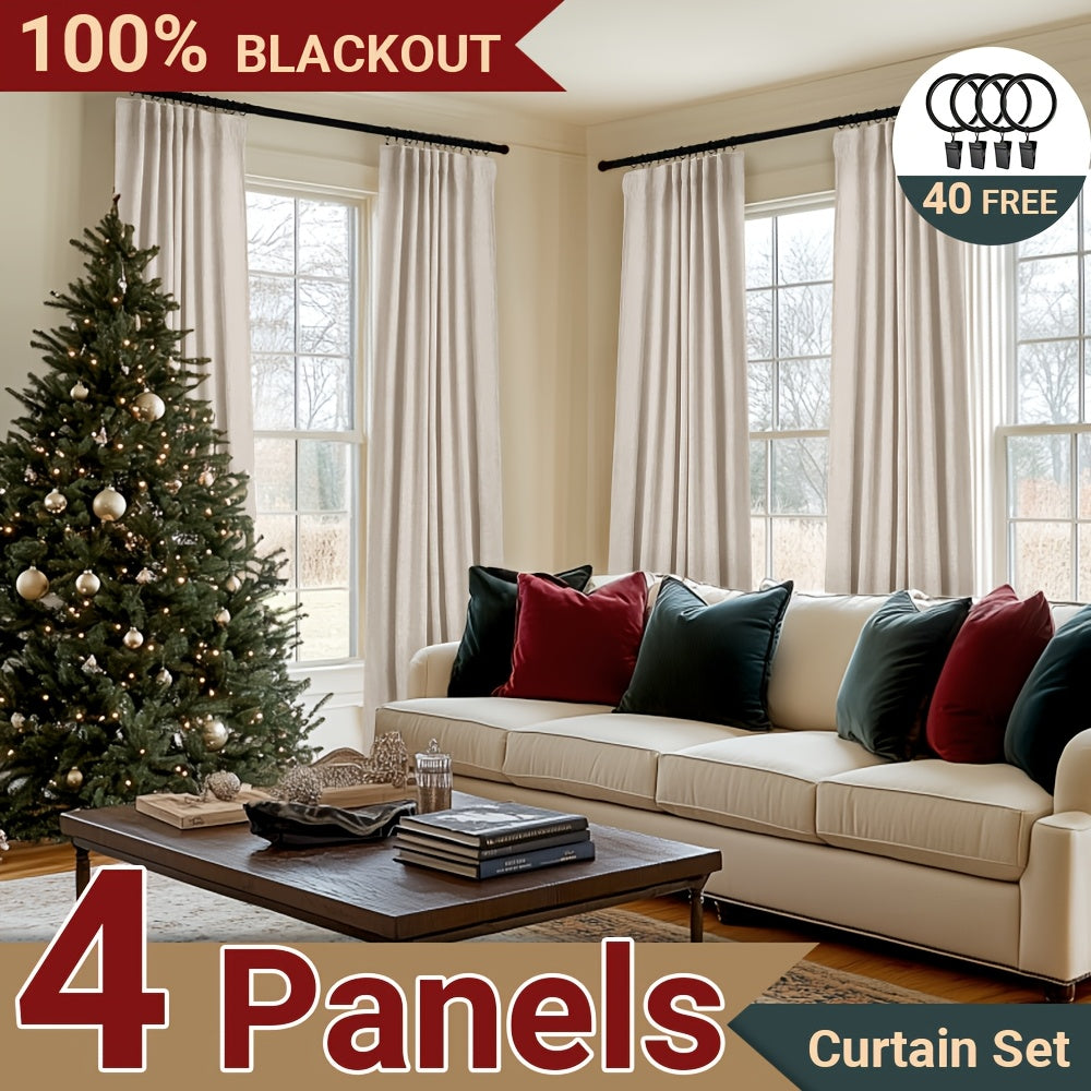 Four-Panel Textured Window Curtain Set in Ten Colors and 50-Inch Width with Four Exact Length Options