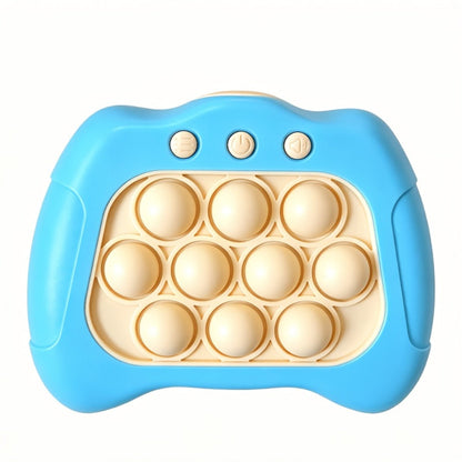Blue Quick-Push Electronic Memory Game with Ten Pop Buttons, Four Pictured Modes and Back Controls