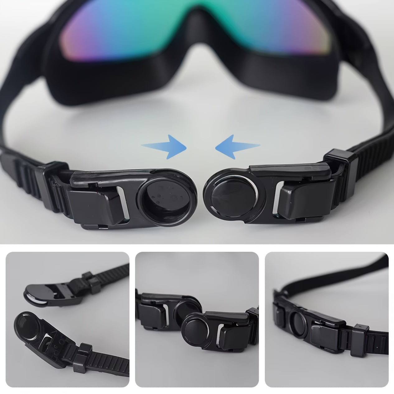 Swimming Goggles Set 6-in-1 with Case & Waterproof Bag - UV Protection Iridescent Coated PC Lens, Silicone Strap, PU Swim Cap, Nose Clip & Earplugs Included, Wide View Swim Goggles for Adults & Youth