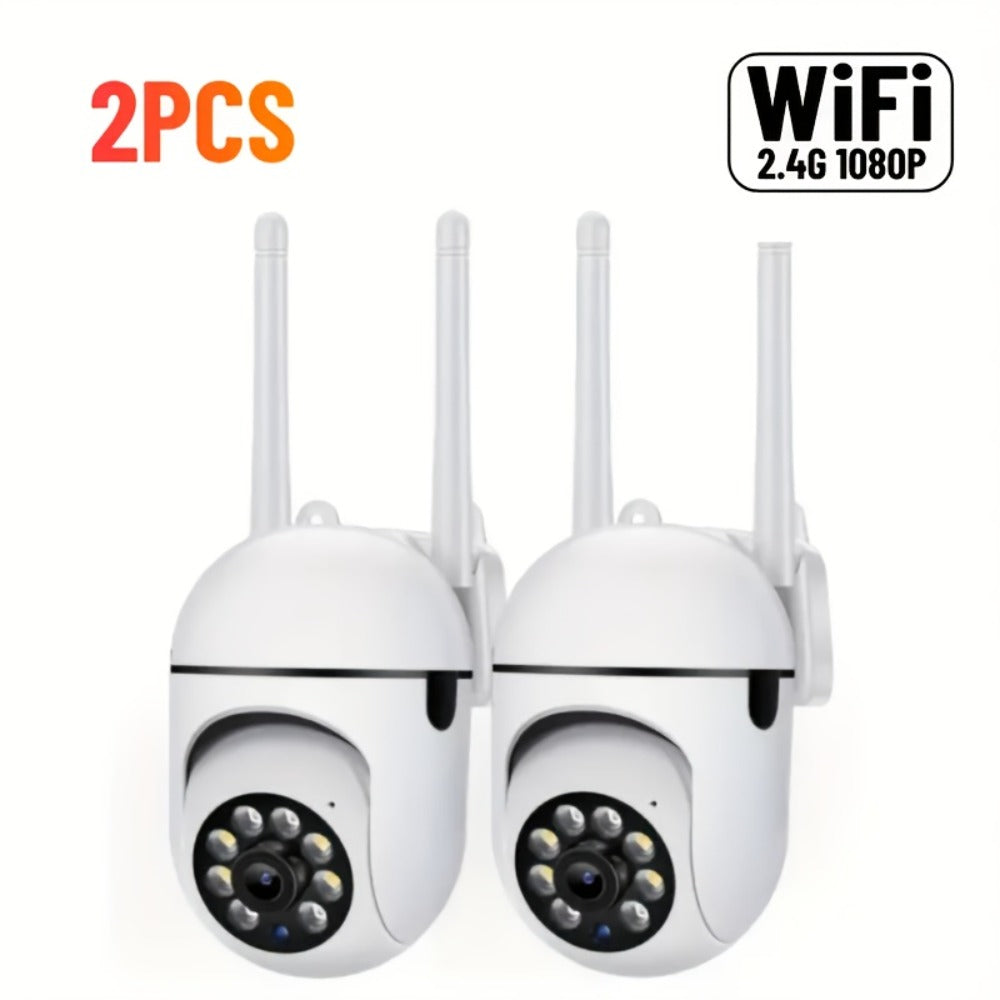 Indoor Security Camera 2-Pack with 355° Pan-Tilt, Night Vision, Two-Way Audio and Connection Options