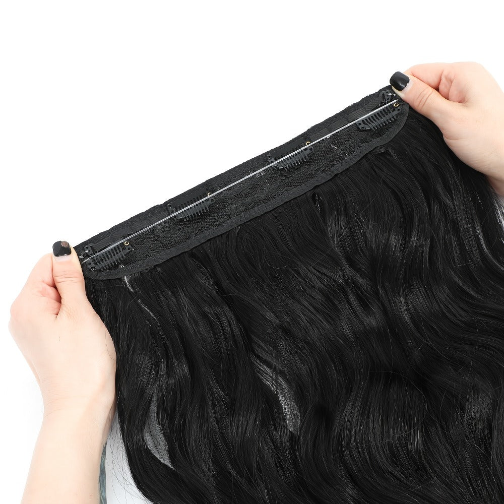 Invisible Wire Hair Extensions 22 Inch for Women — Transparent Fish Line 4 Clips Long Wavy Hairpiece for Thin Fine Hair, 7 Colors 1B 613 Ombre, No Glue No Heat Damage Free