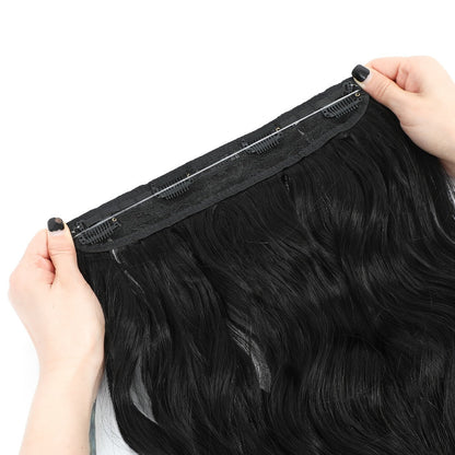 Invisible Wire Hair Extensions 22 Inch for Women — Transparent Fish Line 4 Clips Long Wavy Hairpiece for Thin Fine Hair, 7 Colors 1B 613 Ombre, No Glue No Heat Damage Free