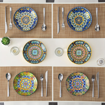 Bohemian Pasta Bowls Set of 6 | 32 Oz Porcelain, Floral Pattern, Microwave & Dishwasher Safe – VANCASSO