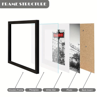 Three-Piece Square Picture Frame Set in Black or White with 8 x 8 or 12 x 12-Inch Wall Options