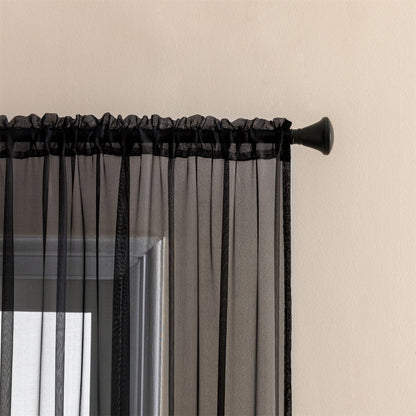 Two-Panel Solid Sheer Curtains with Rod-Pocket Header, Seven Colors and Four Size Configurations
