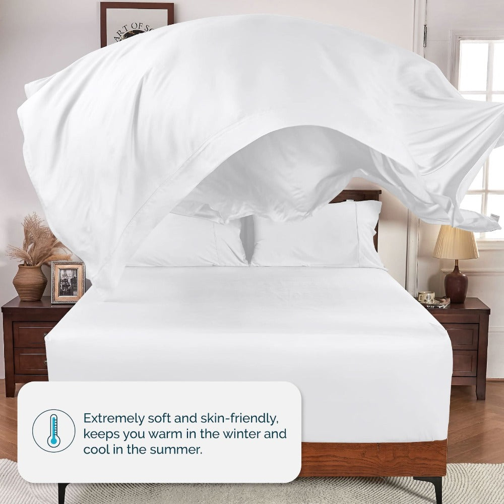 Bamboo Bed Sheet Set Ultra Soft Cooling - 100% Viscose Bamboo Sheets Twin Full Queen King, Breathable Luxury Bedding for Hot Sleepers, Deep Pocket 16 Inch, Hotel Quality, 11 Colors