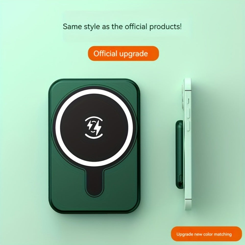 Slim Magnetic Wireless Power Bank in Black, Green, Pink, White or Purple with Included USB-C Cable