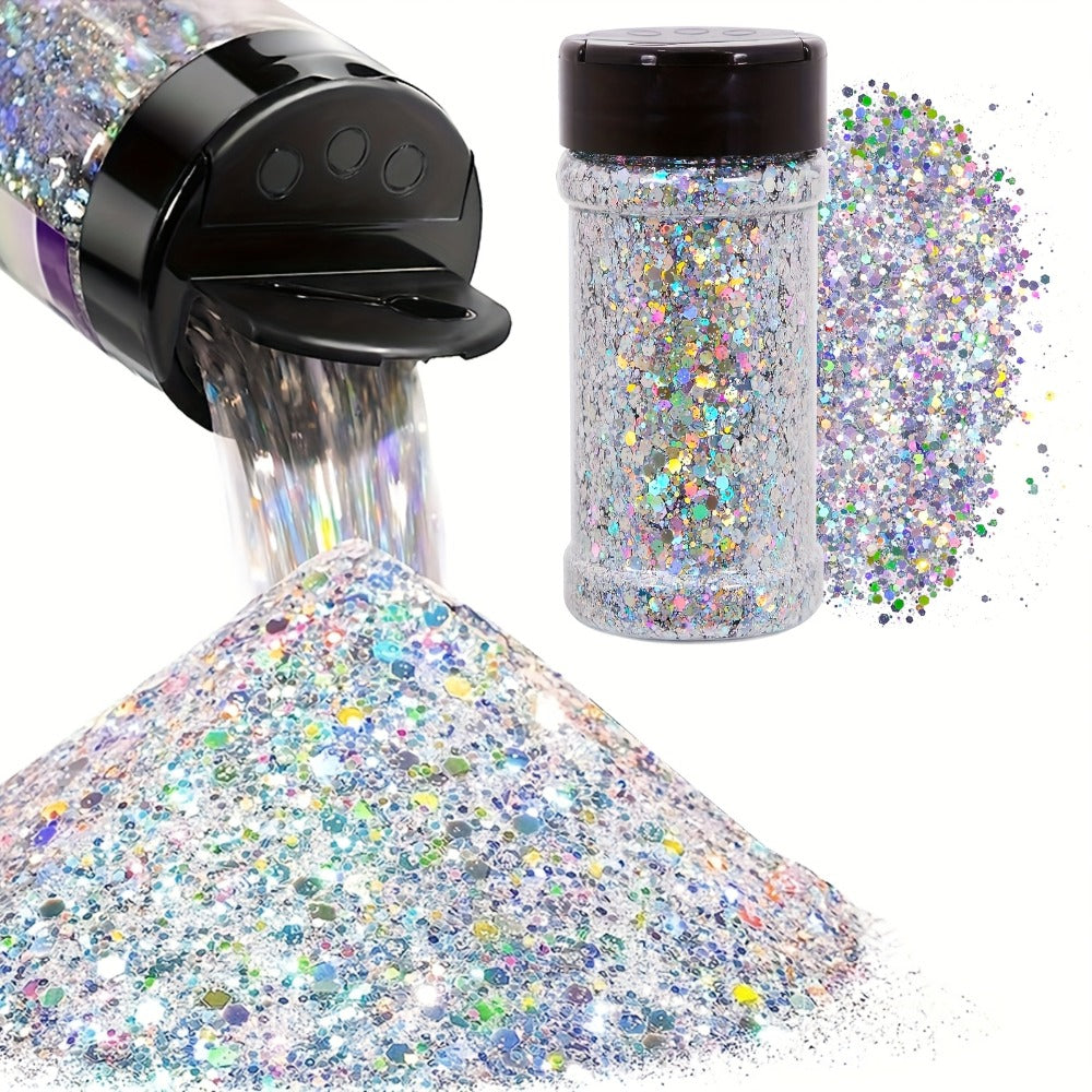 Holographic Chunky Glitter Set 4 Boxes 200g — Laser Diamond Metallic Hexagonal Flakes for Epoxy Resin, Tumblers, Scrapbooking, Nail Art & DIY Crafts, Mixed Colors