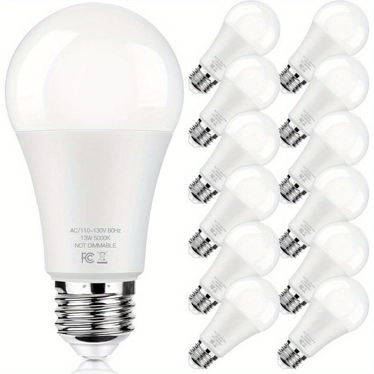 LED Light Bulbs 100W Equivalent A19 13W E26 Base 1500 Lumens Super Bright Non-Dimmable No Flicker Bulb for Home Bedroom Office Lamp 3000K Warm White 5000K Daylight 12 Pack 24 Pack