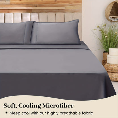 California King Sheet Set 6-Piece Breathable Cooling Bed Sheets Ultra-Soft Hotel Luxury Microfiber 18 Inch Deep Pocket Wrinkle Fade Resistant Flat Sheet Fitted Sheet 4 Pillowcases Multiple Colors