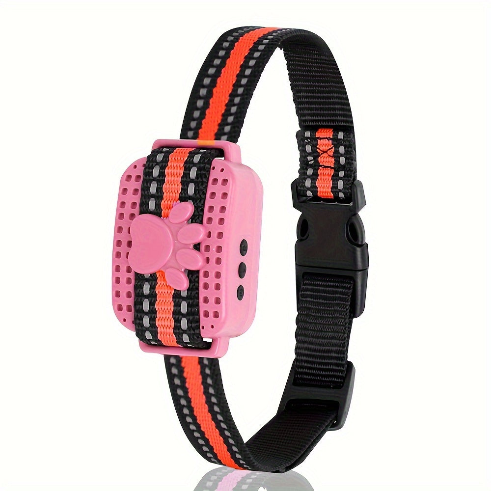 Paw-Print Bark Collar with Woven Strap in Pink or Sky Blue One-Size Checkout Options for Dogs