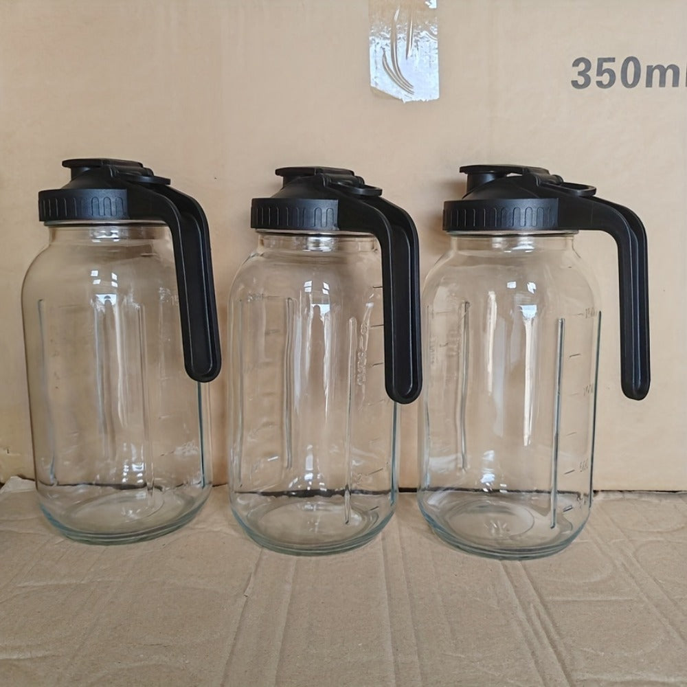 Glass Pitcher Set, 64oz Wide-Mouth Mason Jars with Pour-Spout Lids in Two-Pack or Three-Pack Options