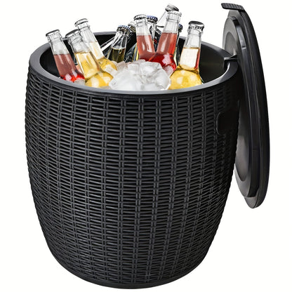 Insulated Ice Bucket with Drain Plug - Large Capacity Food-Grade Plastic Cooler for Parties, Camping, BBQ & Outdoor Events