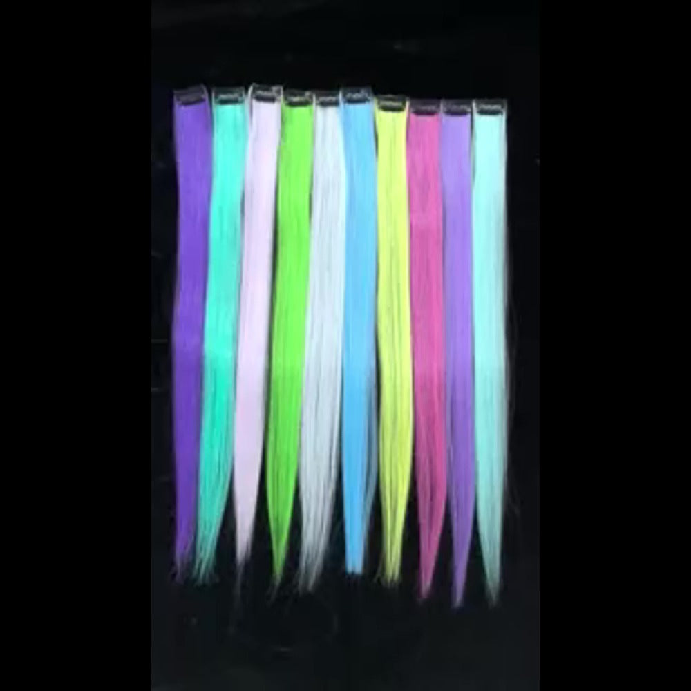 Hair Accessories Ten-Piece 16-Inch Light-Up Rainbow Clip-In Extensions for Costume Styling
