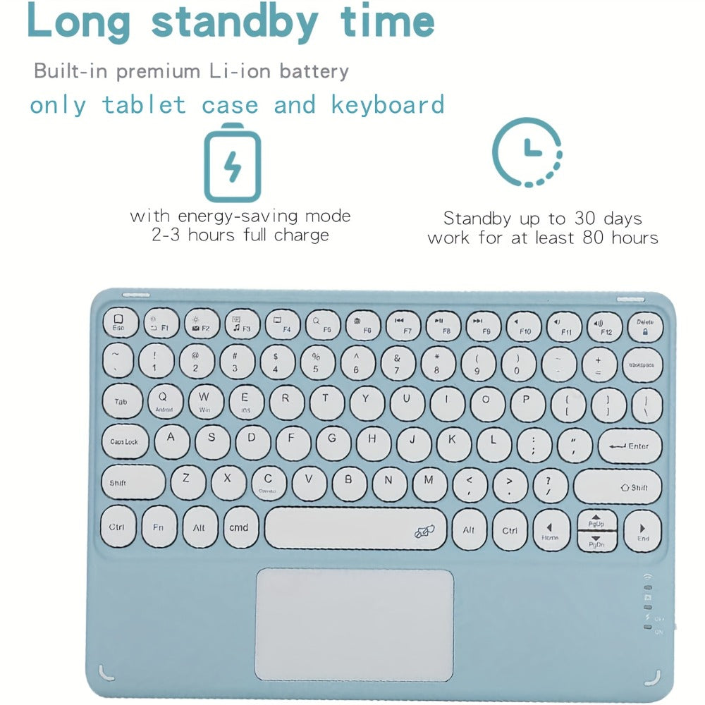 Detachable Touchpad Keyboard Folio for Samsung Galaxy Tab S9 FE/S9/S8/S7 or A9+ in Four Color Mappings