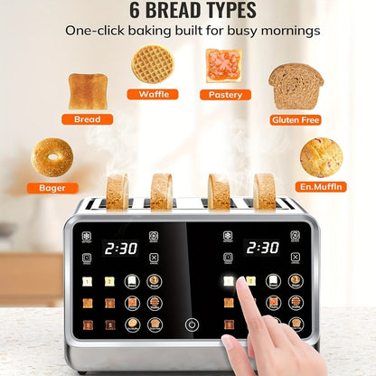 Four-Slice Touchscreen Toaster with Dual Independent Controls, Six Bread Modes, Six Shade Levels and Timer Displays