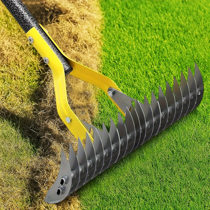15-Inch Garden Thatch Rake with Curved Metal Teeth and 55- or 70-Inch Sectional Handle Options