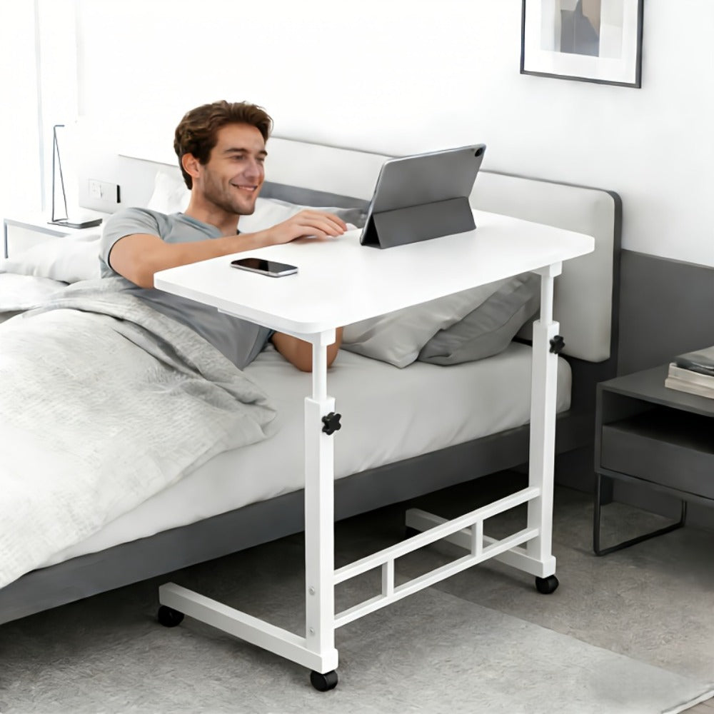 Adjustable Overbed Table with Rolling Frame and Eight Color Checkout Options from Retro to Deep Glacier