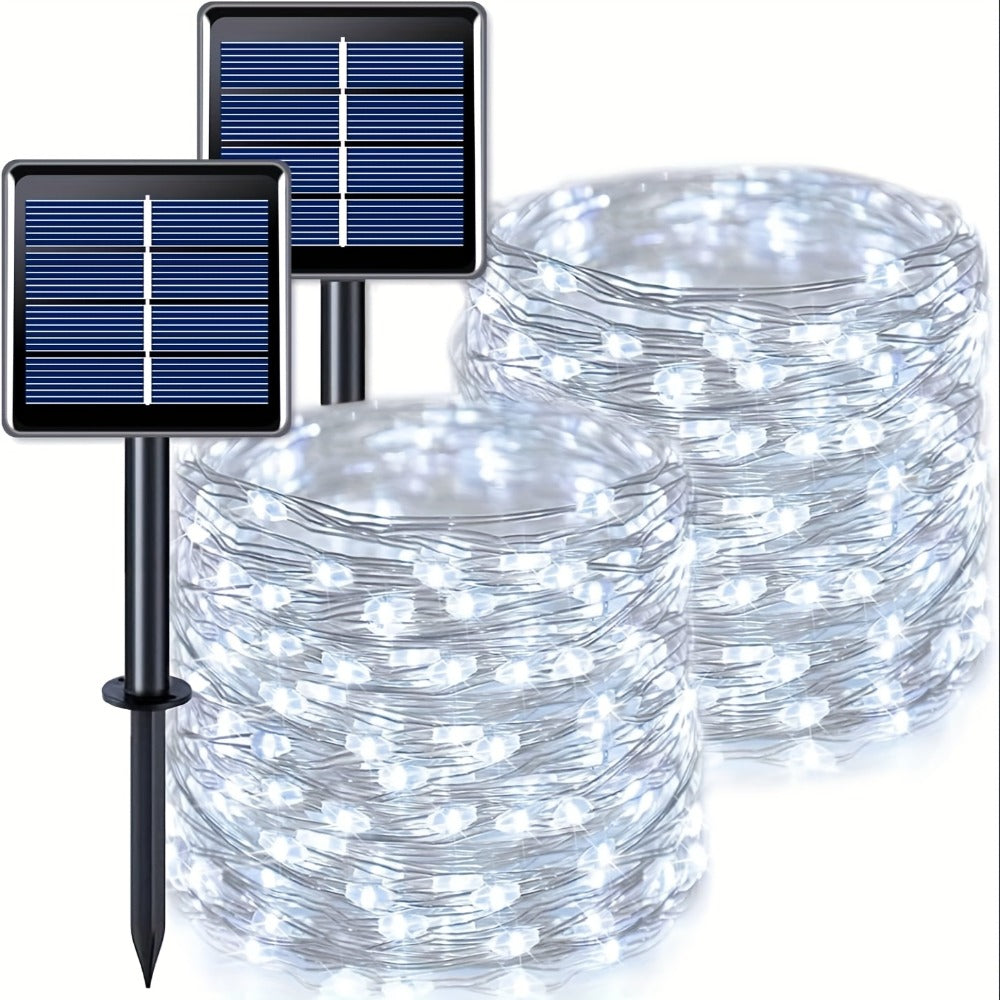 String Lights, 110-LED Solar Copper-Wire Fairy Lights with Eight Modes, Four Colors and 2-, 4- or 8-Pack Options