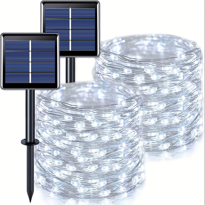 String Lights, 110-LED Solar Copper-Wire Fairy Lights with Eight Modes, Four Colors and 2-, 4- or 8-Pack Options