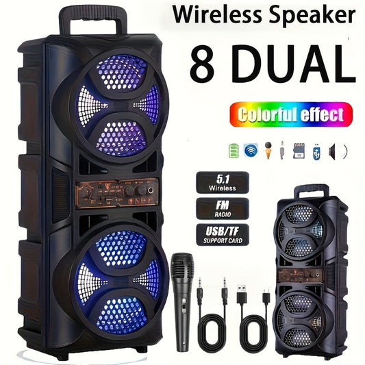 1200W PA Bluetooth Speaker with Wired Microphone & LED Lights – Portable Rechargeable Wireless Speaker, Supports AUX, USB & FM Radio, Ideal for Parties, Outdoor Events & Holiday Gifts