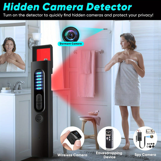 Hidden Camera Detector & Anti-Spy Bug Detector – Portable RF Signal Scanner Finds Wireless Wired GPS Pinhole Infrared Night Vision Cameras, Hotel Travel Privacy Security Device
