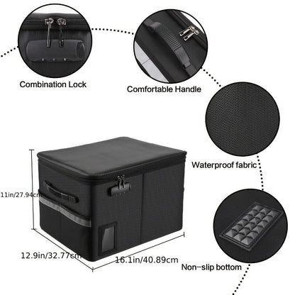 Fireproof File Box with Combination Lock - Collapsible Fireproof Document Organizer Filing Cabinet with Handle for Letter Legal Size Folders Certificates Home Office