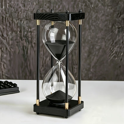 Sixty-Minute Decorative Glass Sand Timer with Wooden-Style Frame in Six Exact Color Configurations