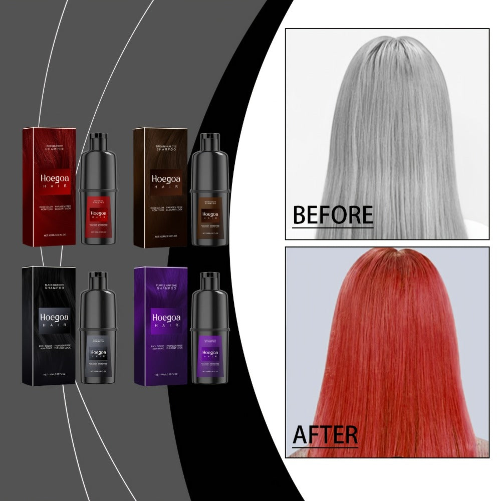 Hair Color Shampoo, Hoegoa Hair 3-in-1 100ml Color Foam with Purple, Black, Red or Brown Options