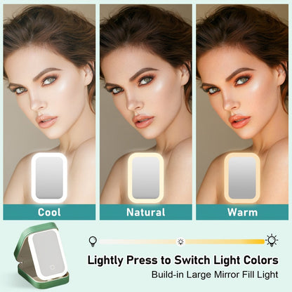 Lighted Makeup Case with LED Mirror & Cosmetic Organizer - 1200mAh Rechargeable USB Travel, for Makeup, Travel and Everyday Vanity Use