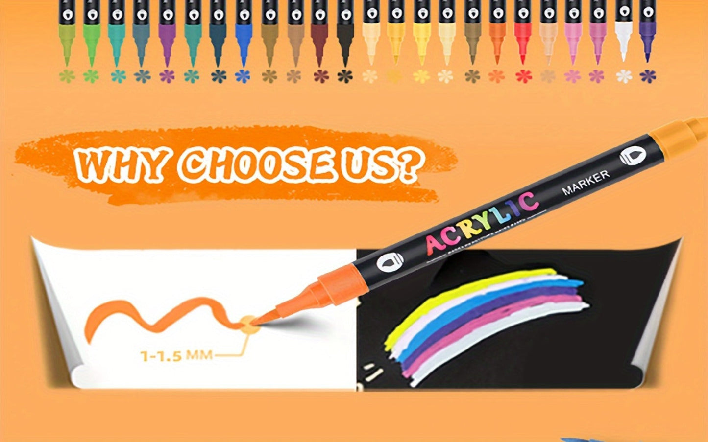 Double-Ended Acrylic Paint Pen Set with Brush and Fine Tips in 48- or 72-Piece Checkout Options