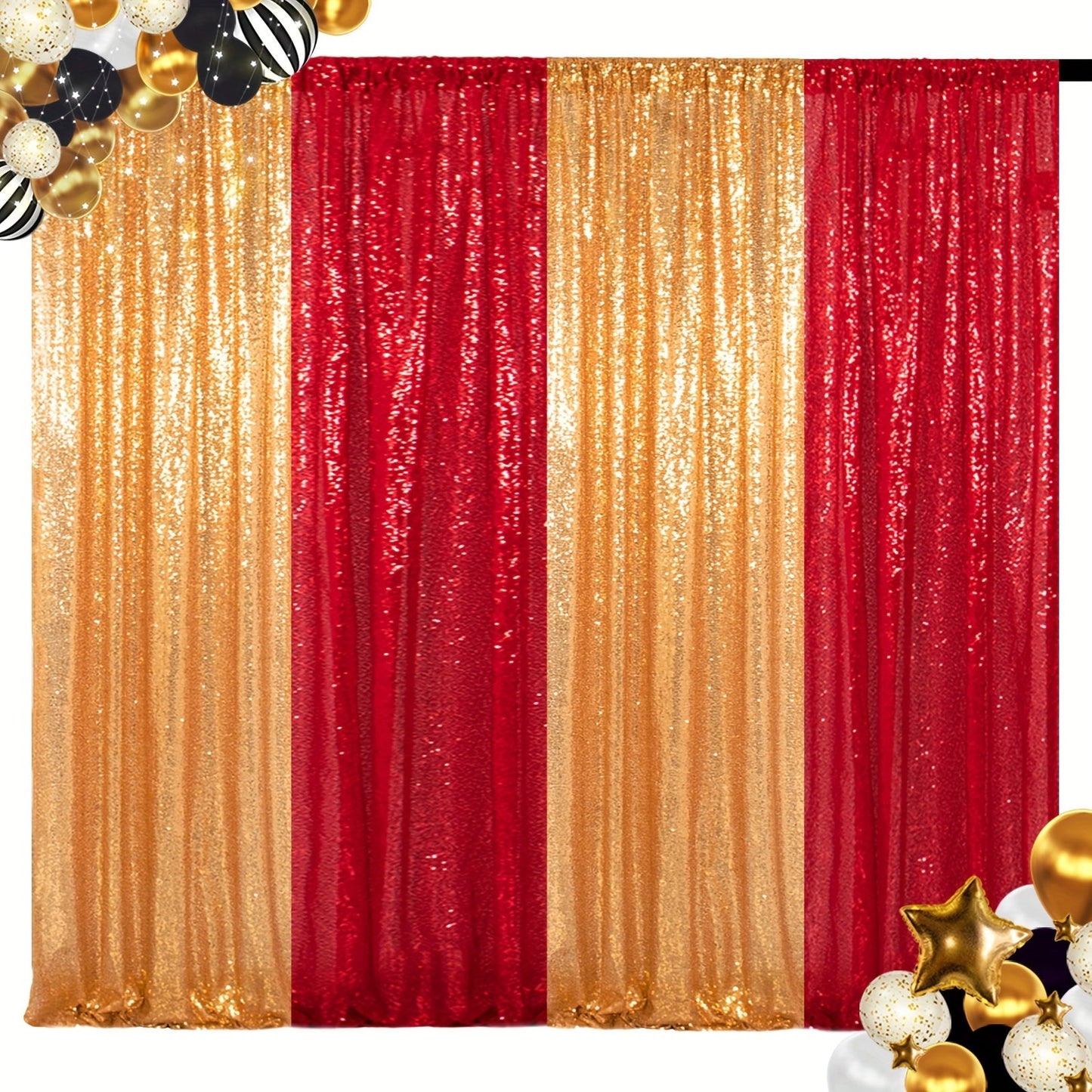 Sequin Backdrop Curtain 4 Panels 2FTx8FT – Shimmer Glitter Background for Wedding Party Photo Booth Decoration