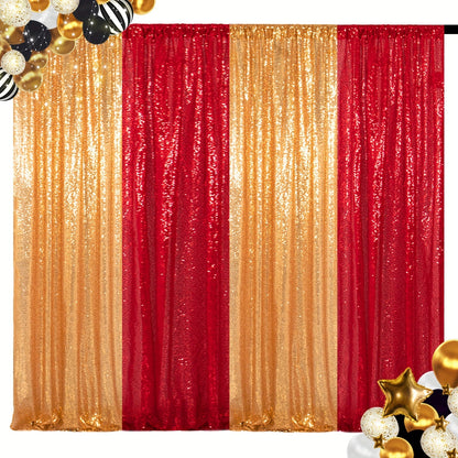 Sequin Backdrop Curtain 4 Panels 2FTx8FT – Shimmer Glitter Background for Wedding Party Photo Booth Decoration
