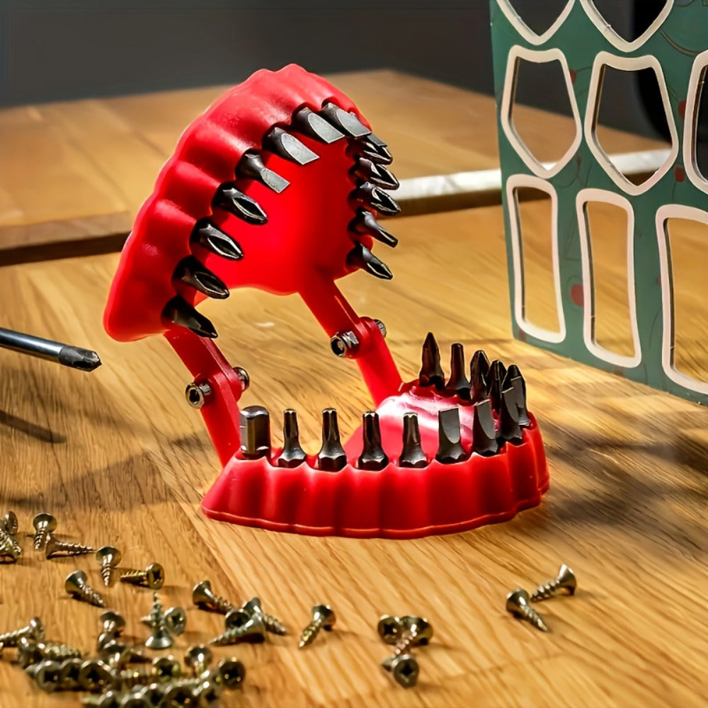28-Piece Hex Driver Drill Bit Set with 1/4-Inch Shanks, Adapters and Hinged Red Novelty Holder