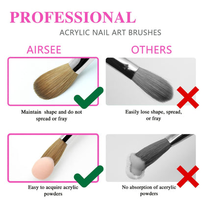 Rose-Red Acrylic Nail Brush with Cap in Exact Checkout Sizes #10, #12 or #14 and Pictured Flat-Shaped Tip