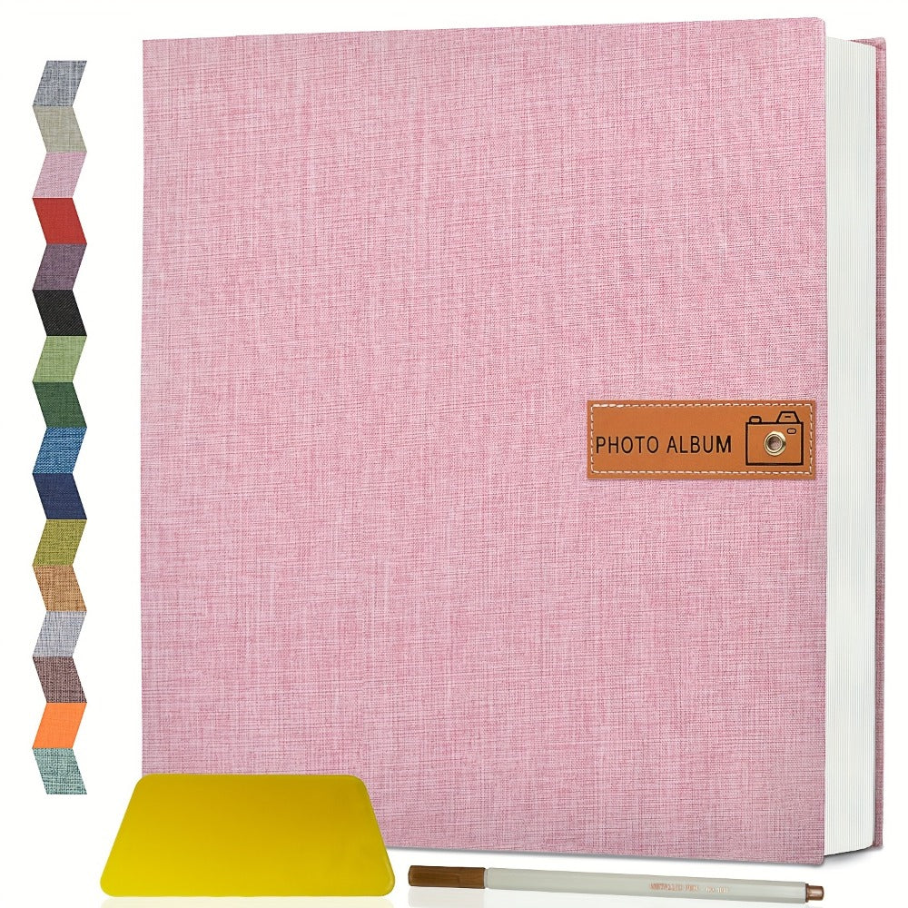 Self-Adhesive Linen Photo Album with 40- or 60-Page Options, Two Cover Sizes, Metal Pen and 12 Colors