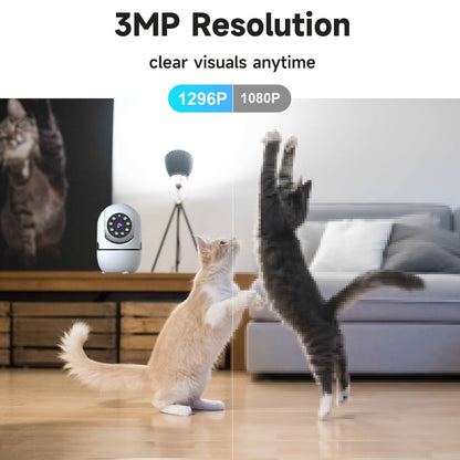 Indoor Security Camera with 355° Pan-Tilt, Color Night Vision, Two-Way Audio and Pack Options