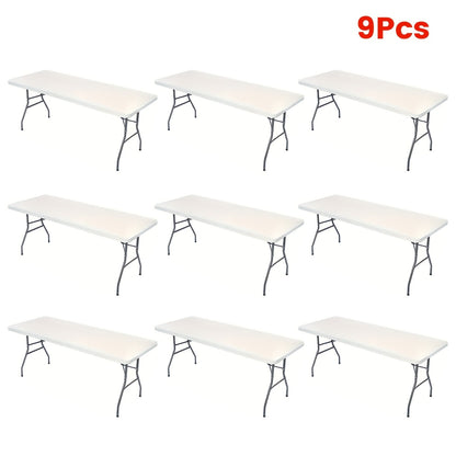 Tablecloth Elastic Cover Set for 6-Foot Rectangle Tables in 3, 6, 9 or 12 Pieces and Three Colors
