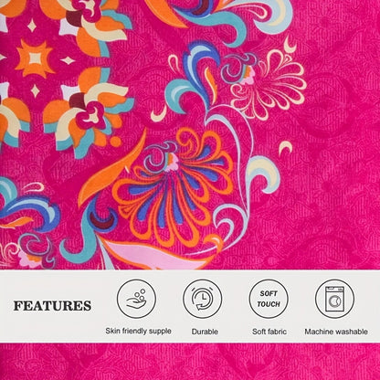 Bohemian Floral Quilt Set in Rose Red, Scarlet Red or Dark Pink with Twin, Queen and King Sizes