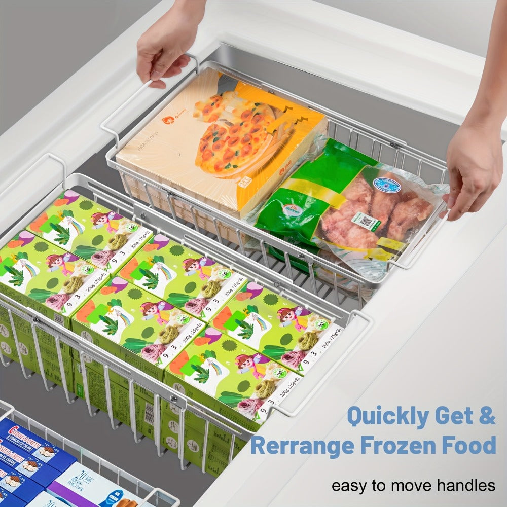 Expandable Wire Freezer Organizer Basket Set with Hanging Handles and 15.6- to 24.3-Inch Width Options