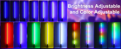 RGB Tube Floor Lamp 360° with Stand – App & 24-Key Remote Music Sync 16 Million Colors Dimmable Timer Mood Light for Bedroom Gaming Room DJ Studio Dance Club Party – 1/2 Pack