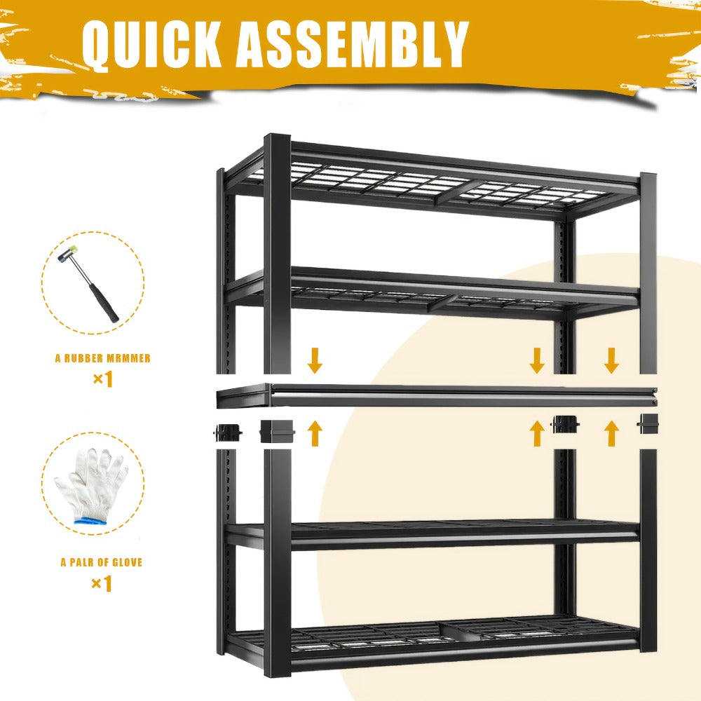 2500LBS Garage Storage Shelves Adjustable Metal Shelving 72" – Upgrade Double Layer Column Commercial Grade Utility Rack | 5-Tier Steel Shelf for Warehouse, Basement, Kitchen & Pantry | 35.5"W × 16"D × 72"H Black