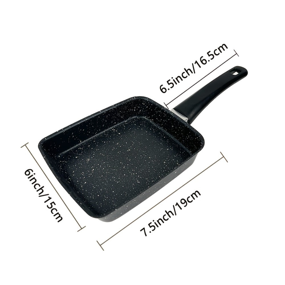 Rectangular Tamagoyaki Egg Pan with Wooden or Plastic Handle and Optional Silicone Spatula in Three Options