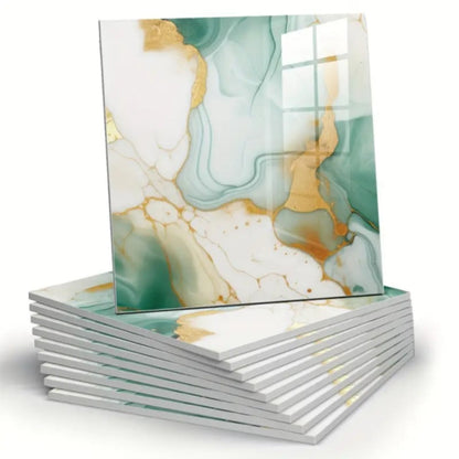 Twenty-Piece 30 cm Marble-Pattern Wall Tile Sticker Set with Five White, Green, Gray or Black Designs