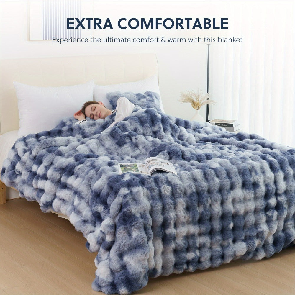 Faux Rabbit Fur Throw Blanket in 11 Checkout Colors and Throw, Twin, Queen or King Size Options